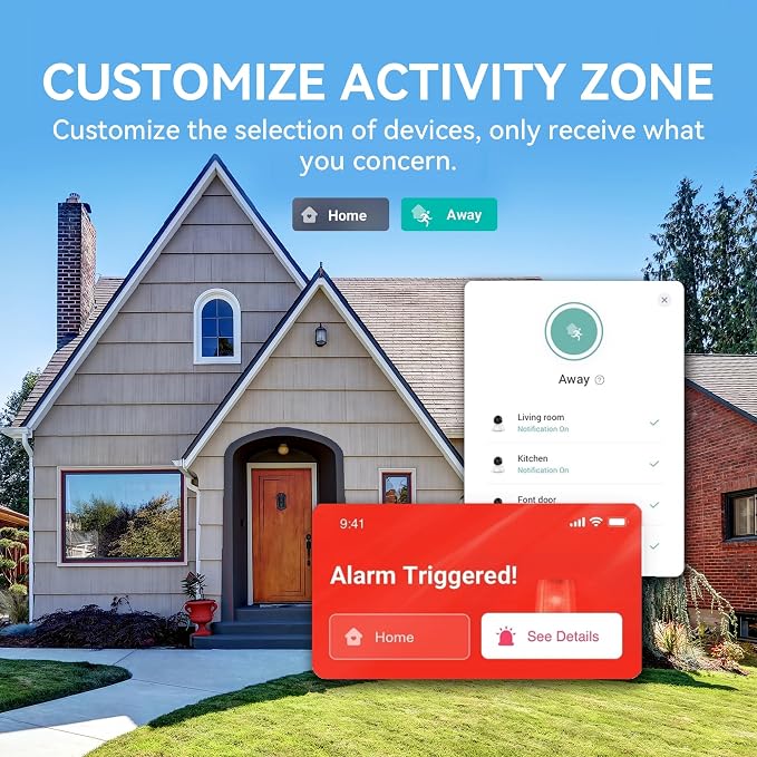 YI 2K Indoor Security Camera with Adhesive Mount, 2-Way Audio, AI Human/Vehicle/Pet Detection, Alerts, Night Vision, Wall/Window Mount, Baby/Pet Monitor, Compatible with Alexa & Google Assistant