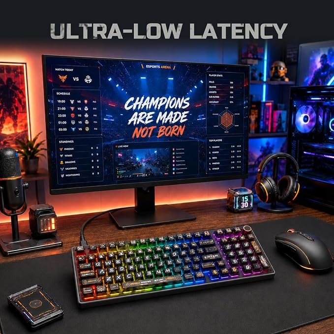 RK ROYAL KLUDGE R98 Pro Wired Mechanical Keyboard, RGB PC Gaming Keyboard with Number Pad and Volume Knob, dye Sublimation DSA Profile Pudding Keycaps, for Win/Mac, Hot Swappable Linear Cream Switch