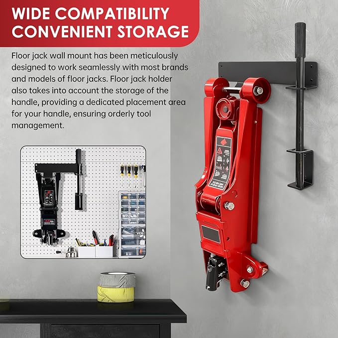 Floor Jack Wall Mount with Handle Holder, Floor Jack Holder, Hydraulic Trolley Jack Stand Accessories