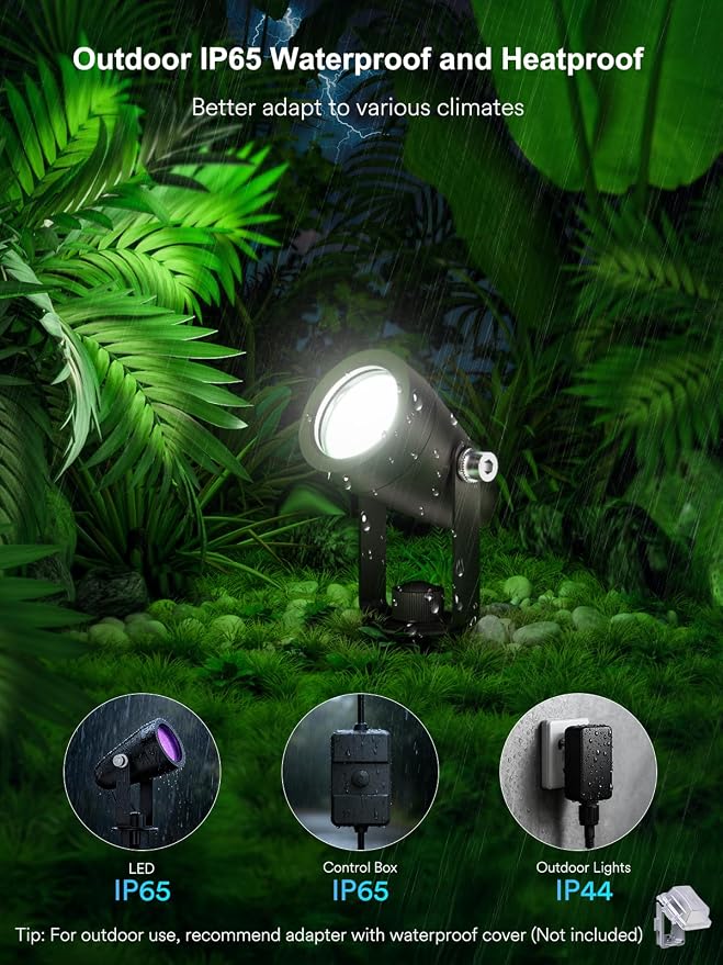 Smart Landscape Spotlights, Outdoor RGB Lights Works with APP/Voice Control | IP65 Waterproof, Low Voltage Color Changing Lighting for Yard Garden Pathway Lawn, 6 Pack
