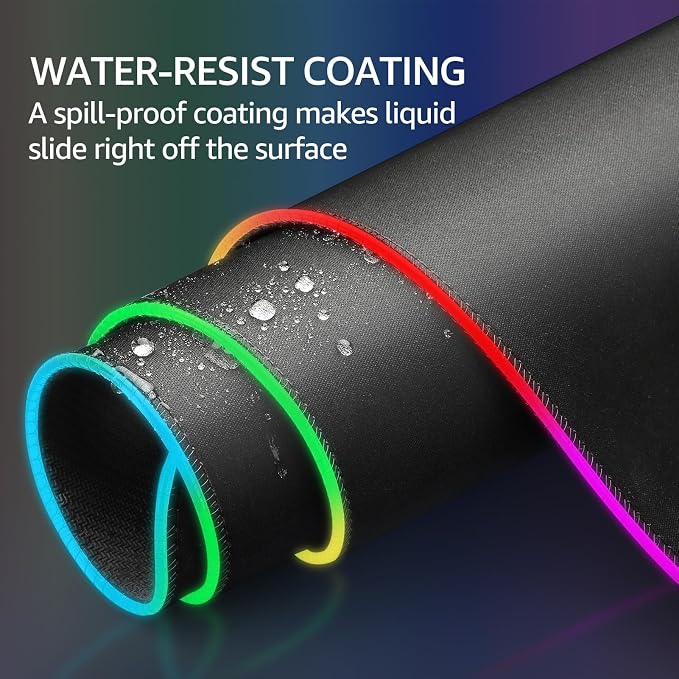 KTRIO RGB Large Gaming Mouse Pad, 35.4 x 15.7 in, RGB Black, XXXL | Smooth Micro-Weave Surface, RGB Lighting Design, Non-Slip Rubber Base, Durable Stitched Edges, Office & Home Use