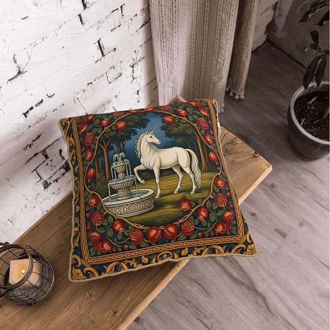 Vintage Horse Floral Velvet Pillow Covers 16x16 Inch Tapestry Art Flowers Throw Pillows for Couch Cushion Covers Pillowcase European French Country Pillow Cases for Sofa Bed Bedroom
