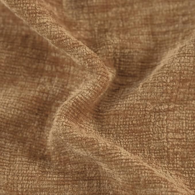 CaliTime Decorative Couch Throw Pillow Covers 22 X 22 Inches Apricot Brown | Pack of 2, Cozy Chenille Cushion Cases, with Pom Poms for Sofa Bed Living Room Farmhouse Home
