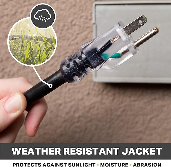 THONAPA 12 Gauge Outdoor Extension Cord 50 ft, SJTOW Oil Resistant & Flame Retardant, 12/3 Black Heavy Duty Extension Cord 50ft with 3 Prong for Farm, Ranch, Workshop, Major Appliances