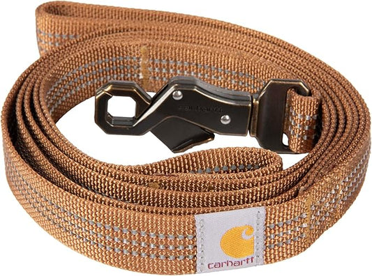 Carhartt Dual Handle Dog Leash, Durable Nylon Webbing Fabric W/Secure Metal Trigger Claw Clasp, Carhartt Brown, Large