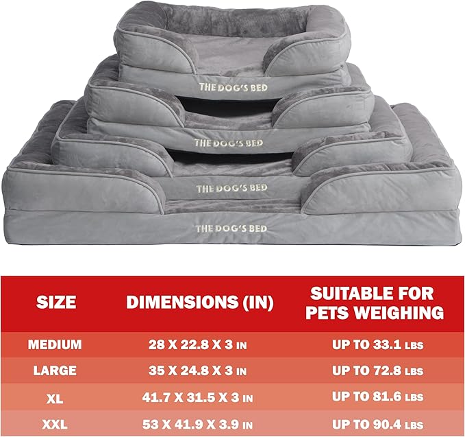 The Dog’s Bed Replacement Outer Cover & Bolster for Standard Foam Beds, Flannel Fabric, Silver Grey, XXL