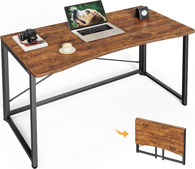 Huuger Folding Desk for Small Spaces, 31.5 Inch Foldable Computer Table, Easy Assembly, for Home Office, Study, Bedroom, Dorm, Space Saving, Small Writing Work Office Computer Desk, Rustic Brown
