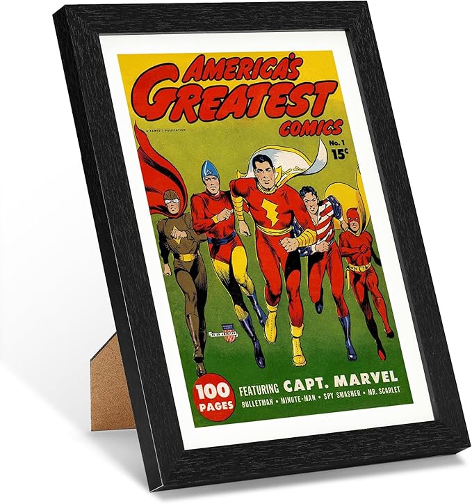 JupDec Comic Book Frame, Premium Wood Display Case for 6 11/16" × 10 3/16" Comic, Wall Mount or Tabletop Stand, Layered Design with Positioning Mat, Perfect for Home Decor, 1 Pack, White