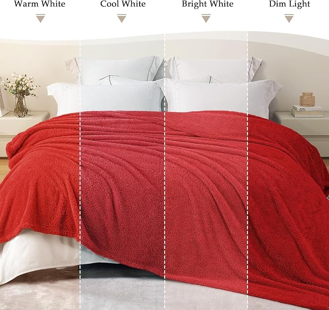 Exclusivo Mezcla Fleece Bed Blankets Queen Size for Bed, 90" x 90" | Super Soft and Cozy Fluffy Blanket for Women, Lightweight and Fuzzy Bedding for Bedroom , All Season, Red