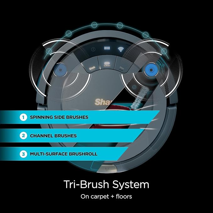 Shark ION Robot Vacuum, Tri-Brush System, Grey, AV753 | Tri-Brush System, Wi-Fi Connected, Works with Alexa & Google Assistant, 120-Min Runtime, Multi-Surface Cleaning