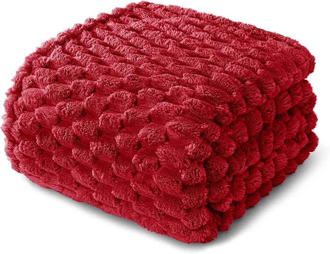 Whale Flotilla Soft Fleece Twin Size Bed Blanket Luxury 3D Jacquard, Red | Lightweight Coverlet Bedspread, Super Cozy Plush Fluffy Fuzzy All‑Season Decorative Blanket for Bed, Dorm Essentials, 60"x80"