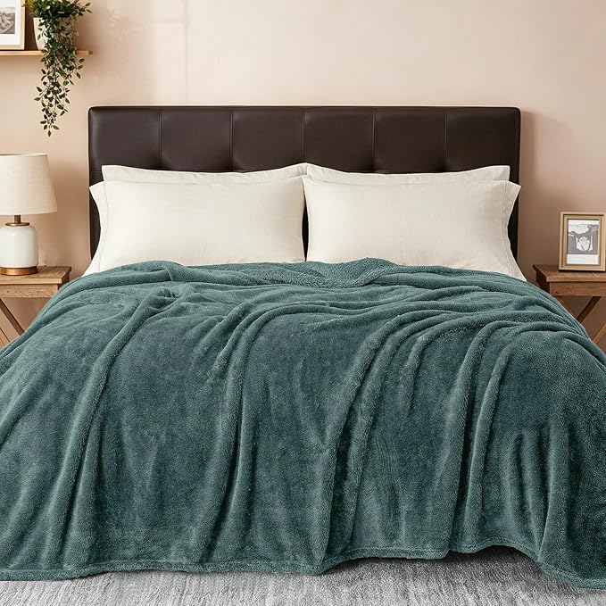 Exclusivo Mezcla Fuzzy Plush Fleece Bed Blanket Twin XL Size, Celadon | 90x66 Inches, Super Soft and Cozy Bed Blanket, Fluffy Blanket for Bed, College Dorm Room Essentials, All Season