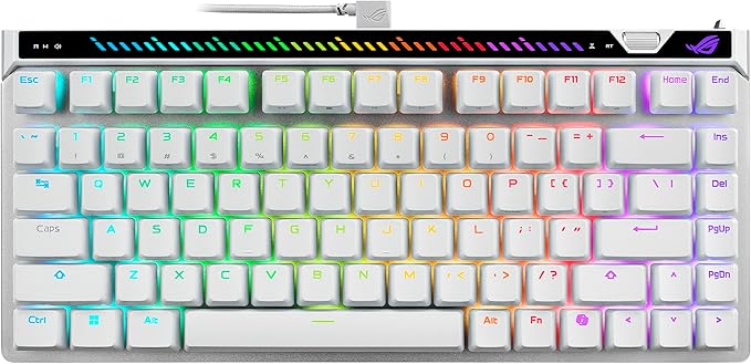 ASUS ROG Falchion Ace 75 HE Wired Analog/Hall Effect Gaming Keyboard – 75% TKL, USB, Hot Swappable HFX V2 Magnetic Switch, Rapid Trigger, 8KHz Polling, Carry Case, Web-Based Config – White