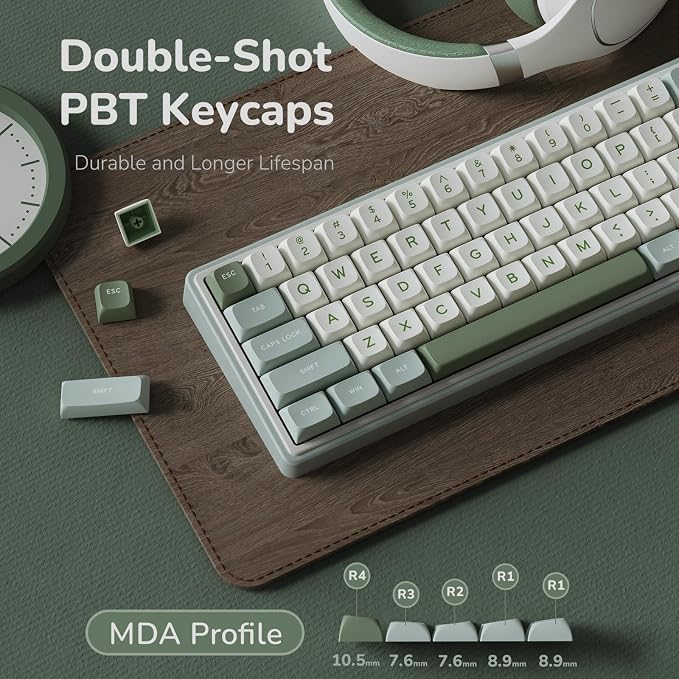 RK ROYAL KLUDGE R65 Wired Mechanical Keyboard, 60% Percent Creamy Gaming Keyboard Gasket Mount RGB Backlit with Programmable Knob, MDA Profile PBT Keycaps, QMK/VIA, Hot Swappable Linear Switch, Cyan