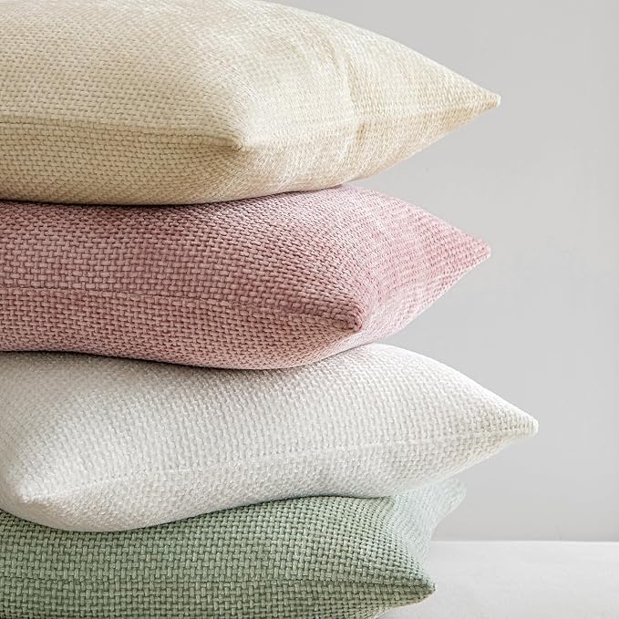 MIULEE Decorative Couch Throw Pillow Covers 20x20 Inch Pink 2 Pack | Modern Boho Accent, Soft Chenille Pillow Covers, Farmhouse Cushion Cases for Home Decor Bed Sofa Living Room