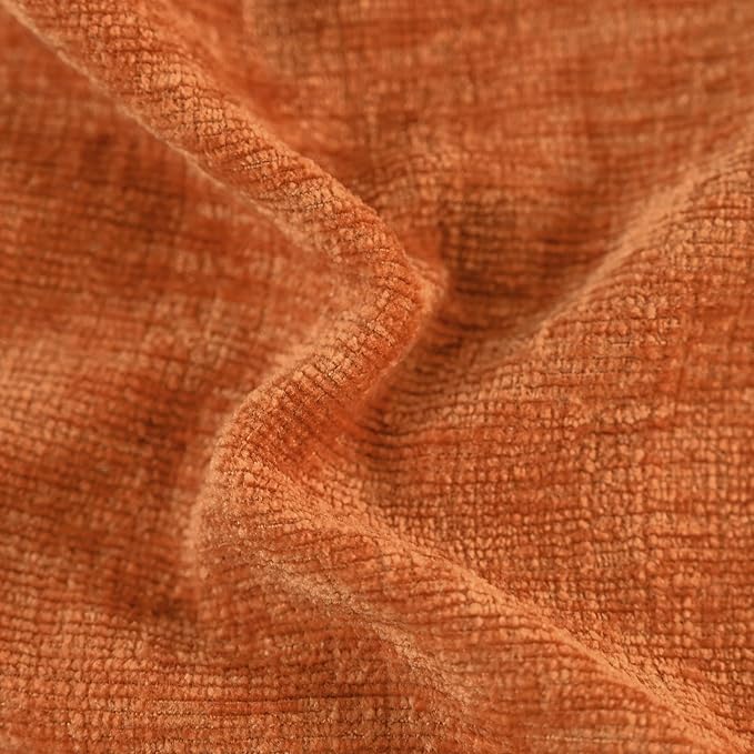 CaliTime Fall Decorative Throw Pillow Covers 20 X 20 Inches Burnt Orange | Pack of 2, Cozy Chenille Cushion Cases, with Pom Poms for Sofa Bed Living Room Farmhouse Home
