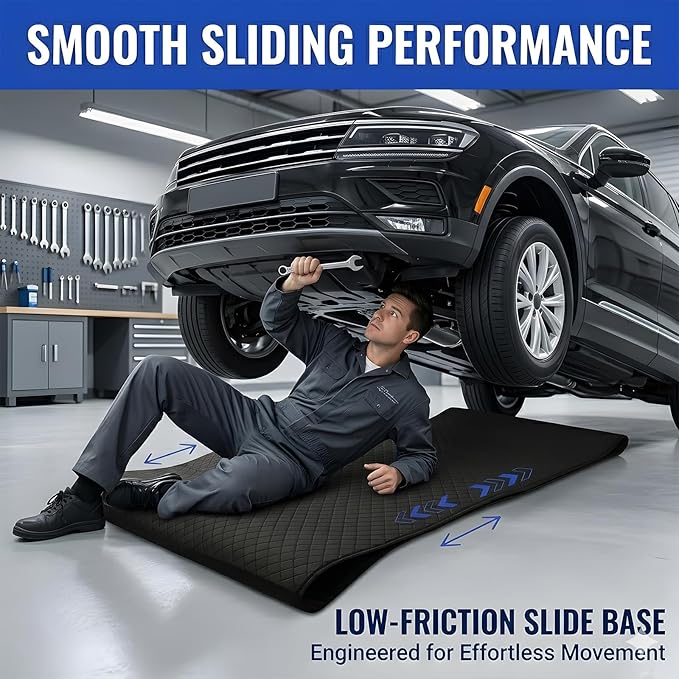 Rolling Creeper Mat for Car Repair, 60x28 Inch Portable Foldable Mechanic Mat, Under Vehicle Rolling Pad for Low Clearance, Durable PU, Anti-Slip, Easy to Clean for Garage, Auto Repair & Roadside