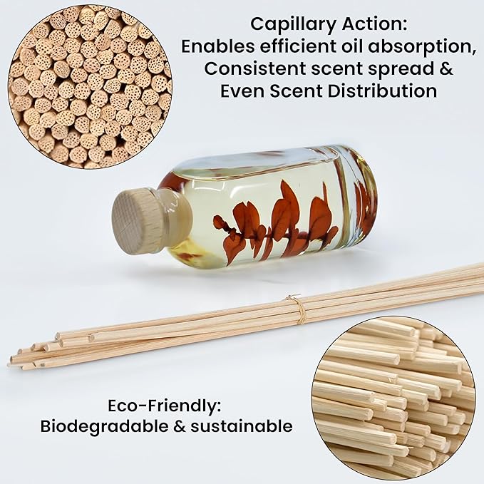 Urban Naturals Reed Diffuser Sticks 10 Inch Natural Rattan, 100 Count, Bulk Refill for Oil Diffuser Bottles, DIY Projects