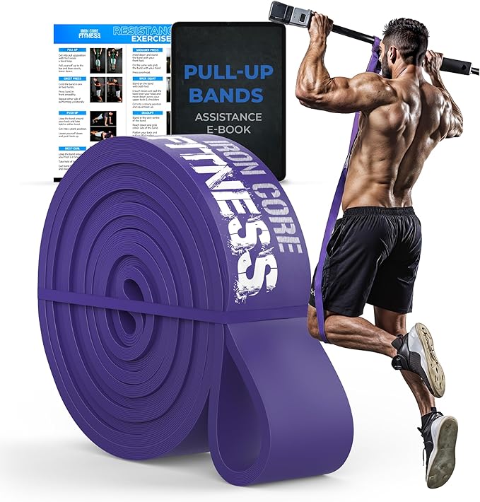 Pull Up Assistance Resistance Bands - Long Loop Power Bands for Men and Women - Strength Power Flexibility Training at Home & Gym - Ebooks & Workout Chart Included by Iron Core Fitness