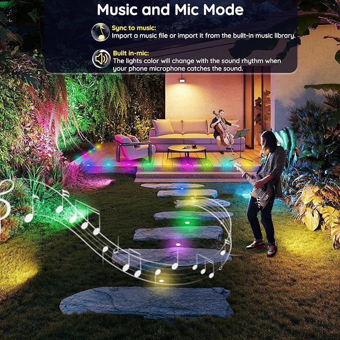 LED Deck Lights Kit, 30 Pack 1.77" Smart RGBW+IC Outdoor Lights | Low Voltage Recessed Deck & Step Lights | IP67 Waterproof Landscape Lighting for Stairs, Pool Deck & Garden | Works with Alexa/Google