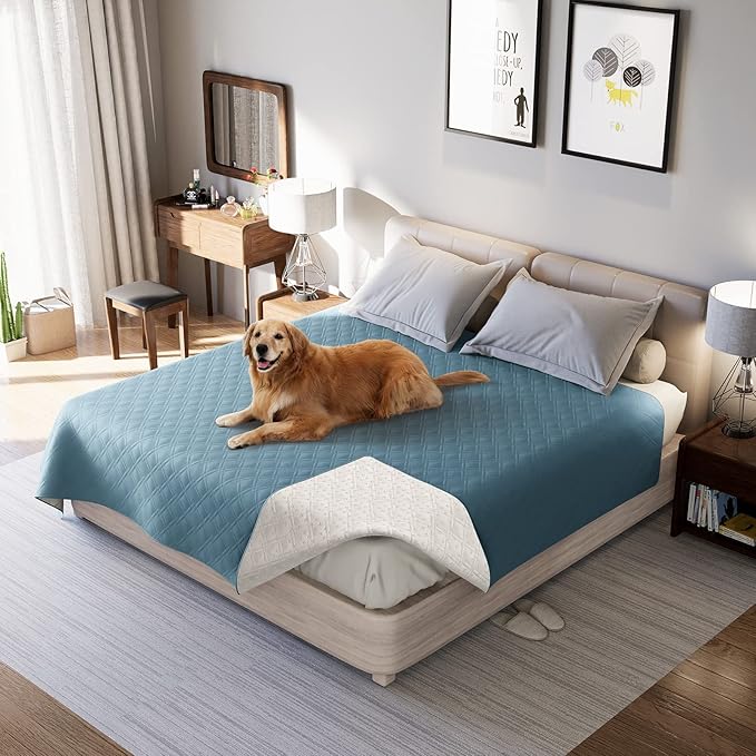 Waterproof Dog Bed Covers for Couch Protection, Water-Resistant Soft Dog Pet Blanket Anti-Slip Dog Blanket for Bed, for Furniture Bed Couch Sofa (Gray Blue,68x82inch)