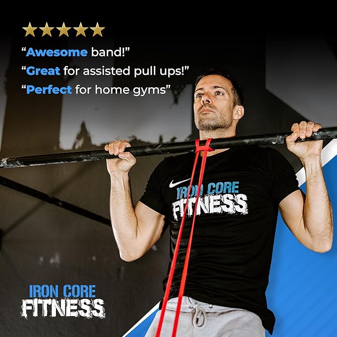 Pull Up Assistance Resistance Bands - Long Loop Power Bands for Men and Women - Strength Power Flexibility Training at Home & Gym - Ebooks & Workout Chart Included by Iron Core Fitness