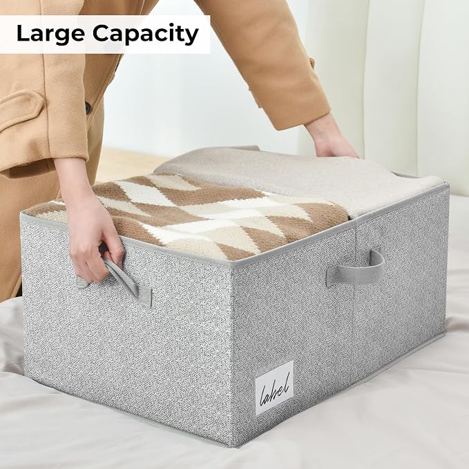 GRANNY SAYS Large Storage Bins with Lids, Decorative Storage Box for Shelves, Fabric Storage Bins Foldable, Storage Basket for Clothes, Keepsake Box, Jumbo, Gray, 2-Pack