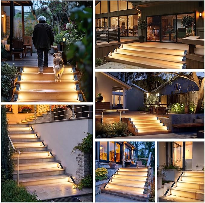 16-Pack Motion Sensor Solar Step Lights for Outside, Outdoor Stair Lights Waterproof IP67, Solar Powered LED Outdoor Step Lights Decor for Yard Garden Porch Patio Pathway Deck