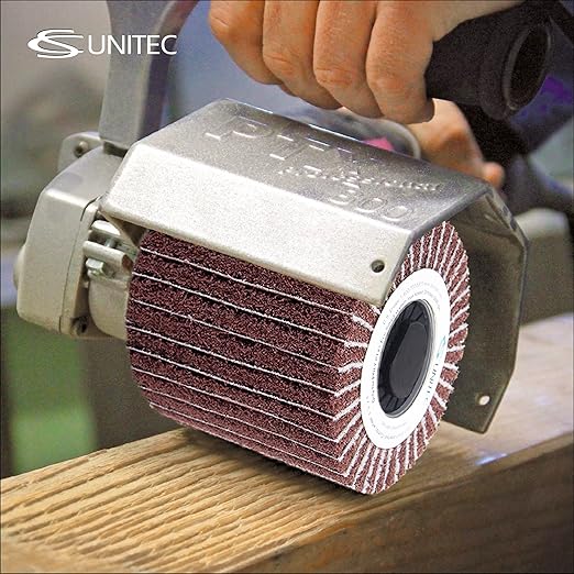 CS Unitec | 47313 | PTX Interleaf Combi Wheel | 180 Grit Metal & Wood Buffer Polisher Machine Attachment for Grinder Tool | 4" Diameter x 4-1/8" Wide (Made in Germany)