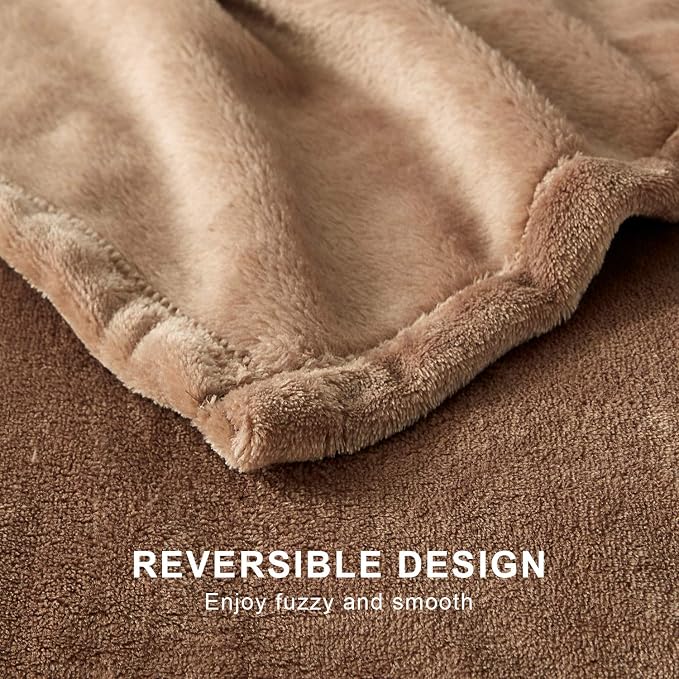 Hansleep Throw Camel Fleece Blanket, Soft Flannel Bed Blanket | Fuzzy Cozy Blanket 50x60 Inches, Multi-use for Bed, Sofa, Couch, Travel, Camping, All Season Warm Lightweight Cover