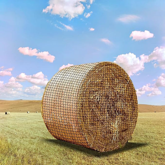6 * 6ft Heavy Duty Slow Feeding Horse Hay Net - 1.75-inch knotless Design Saves 60% hay, 800 lbs Weatherproof Round Bale Feeder for Cattle/Goats/Sheep (6ft)