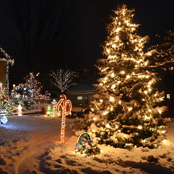 Extra Long Christmas Decorative Outdoor String Light 197 Feet 600LED 8 Modes Indoor Lights with Timer, Outdoor Indoor Fairy Lights Christmas Tree Patio Garden Holiday Warm White