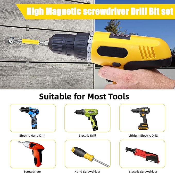 High Magnetic Screwdriver Drill Bit Set, 2025 Upgraded K5 Impact Resistant Strong Magnetic Comprehensive Screwdriver Set Anti Slip Drill Bits Premium Screwdriver Bit Set (6PCS)