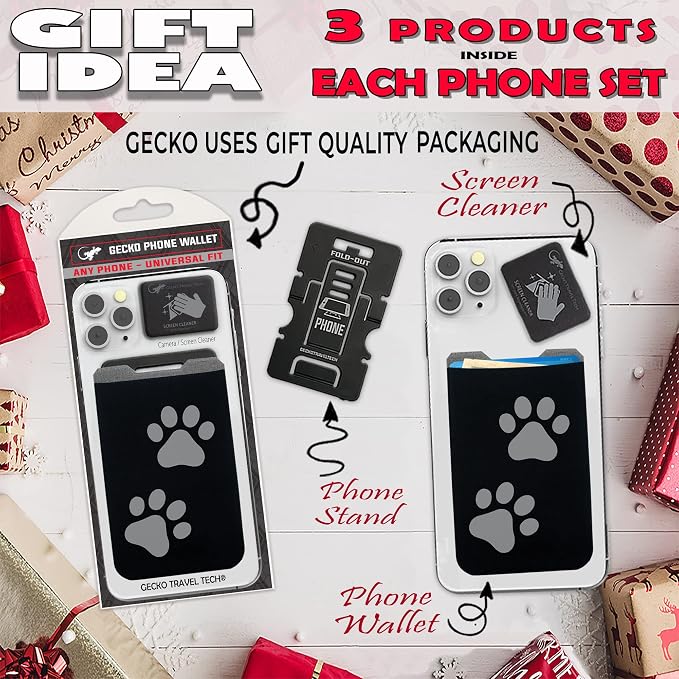 Phone Wallet - Adhesive Card Holder - Cell Phone Pouch - Stick on Lycra Pocket by Gecko - Carry Credit Cards and Cash