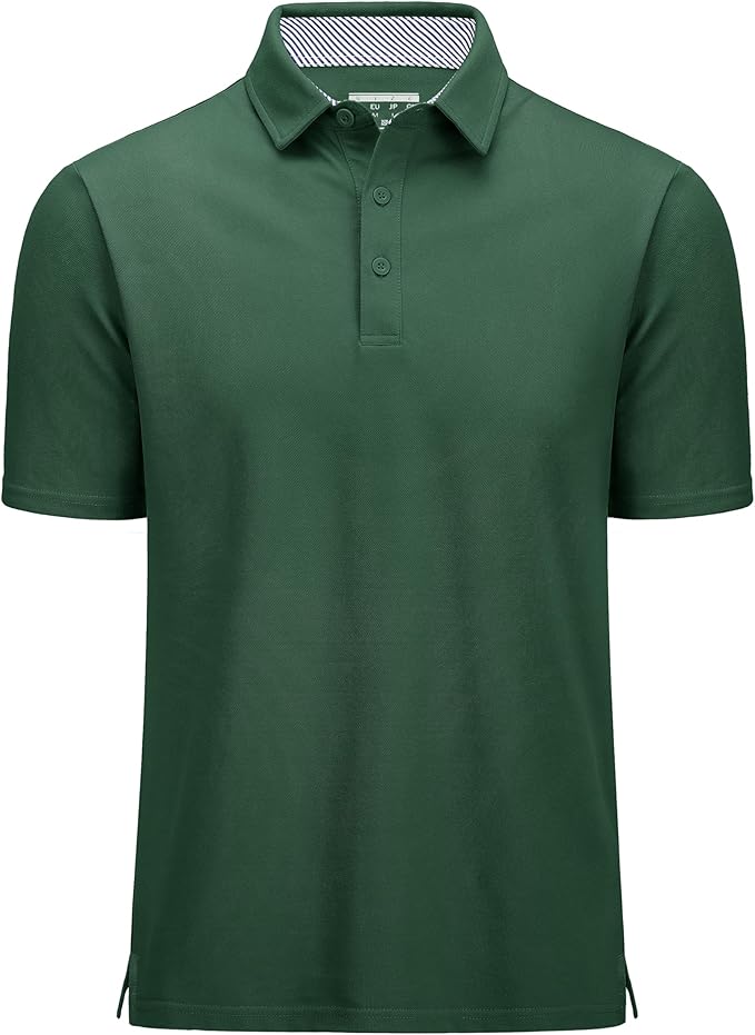MAGCOMSEN Men's Polo Shirts Short Sleeve Cotton Pique 3 Button Classic Fit Casual T-Shirt Performance Golf Shirts