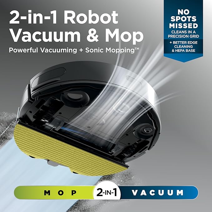 Shark Matrix Plus 2-in-1 Robot Vacuum & Mop, Black/Mocha Silver, AV2630WA | Sonic Mopping, Matrix Clean, CleanEdge, HEPA 45-Day Self-Empty Base, 360° LiDAR Mapping, Self-Cleaning Brushroll, Wi-Fi
