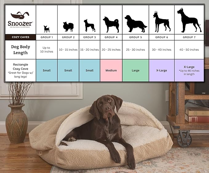 Snoozer Pet Products Luxury Rectangle Cozy Cave, Wag Collection, Extra Large, Starpatch Red Diamond