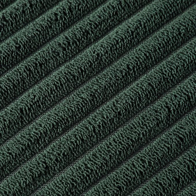 Fancy Homi 2 Pack Dark Green Small Decorative Throw Pillow Covers 14x14 Inch with Pom-poms for Couch Bedroom, Soft Corduroy Solid Rectangle Cushion Case 35x35 cm, Farmhouse Boho Home Decor