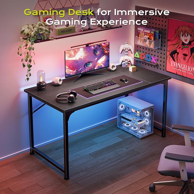 PRAISUN 40 Inch Computer Desk, Home Office Desk with Spacious Desktop, Black