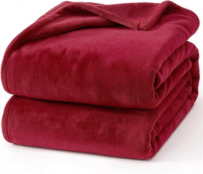 Hansleep Throw XL Red Fleece Blanket, Soft Flannel Bed Blanket | Fuzzy Cozy Blanket 50x70 Inches, Multi-use for Bed, Sofa, Couch, Travel, Camping, All Season Warm Lightweight Cover