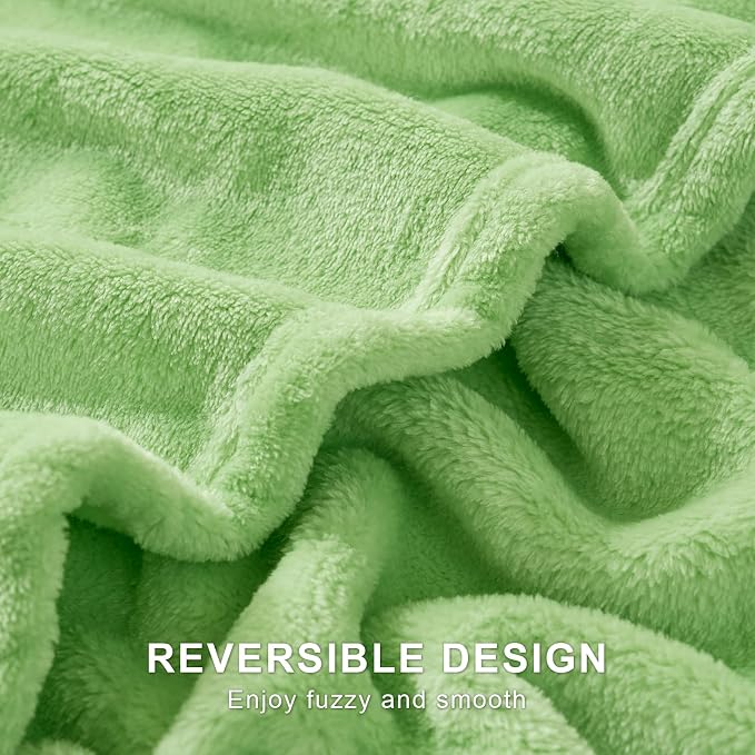 Hansleep Twin Grass Green Fleece Blanket, Soft Flannel Bed Blanket | Fuzzy Cozy Blanket 60x80 Inches, Multi-use for Bed, Sofa, Couch, Travel, Camping, All Season Warm Lightweight Cover