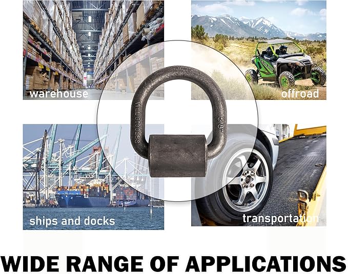 Hi Gear 5/8-inch 18000 Lbs Load Capacity Weld-on Flip D-Ring Anchor Flatbed Truck Trailer Ratchet Strap Cargo Tie Down (2)