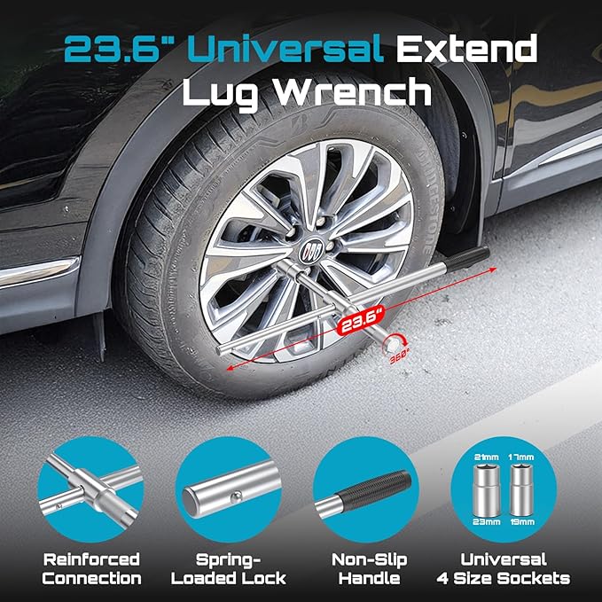 SEESII Electric Cordless Car Jack: 5Ton 21V Battery Hydraulic Car Jack with Built-in Tire Inflator & Universal Wrench, Portable Emergency Tire Change Tool for SUV Sedan MPV Pickup Truck Repair