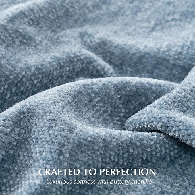 Chenille Knit Throw Blanket for Couch, 60"x80", Cloud Blue | Cozy Plush Fuzzy Knittd Throw with Tassels, Lightweight, Decorative, Farmhouse Decor, Ideal for Bed Sofa Gift, All Seasons