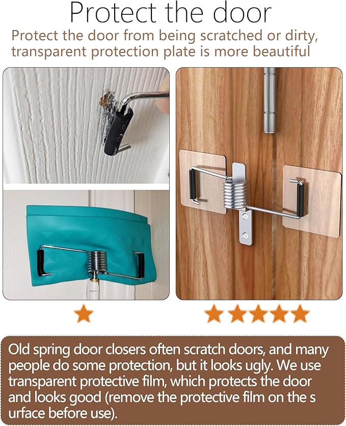 Spring Automatic Door Closer, Door Closer for Home, Screen Door，Household, no Need to Remove Door Hinges(1 PC Silver)