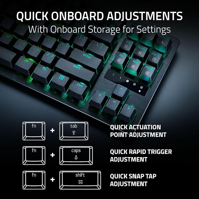 Razer Huntsman V3 TKL 8KHz Analog Optical Esports Gaming Keyboard, Black | Analog Optical Switches Gen 2 with Rapid Trigger, Adjustable Actuation, Snap Tap, PBT Keycaps, True 8000hz Polling Rate