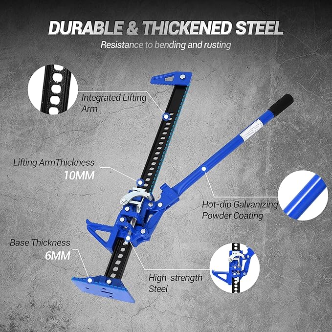 GarveeTech 33" Farm Jack, 3 Ton Capacity Ratcheting Off Road, Utility Heavy-Duty F-arm J-ack for Tractor, Truck, SUV, Lift Height 5.12-25.39 inches