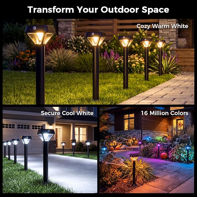 XMCOSY+ Smart Solar Pathway Lights, Motion Sensor Outdoor Light, 6 Pack | Smart Gateway Included, App & Voice Control Landscape Lights Solar Powered, RGBCW DIY Light, Auto Schedules, IP65 Waterproof