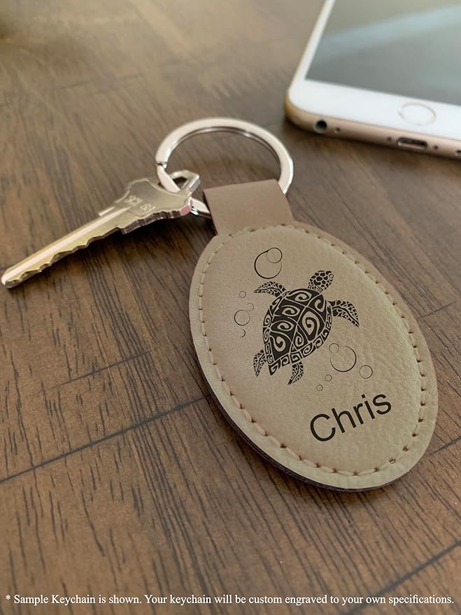 LaserGram Oval Keychain, Golfer Golfing, Personalized Engraving Included (Light Brown)