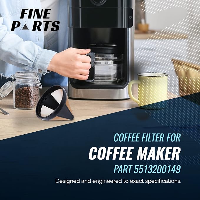 Delonghi Coffee Filter Replacement - Delonghi 5513200149 Coffee Filter - Espresso Machine and Coffee Maker Compatible - Reusable Gold Filter - 1 Count